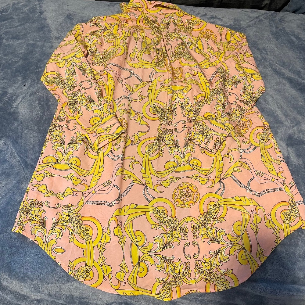 Scarf Print Oversized Shirt Dress